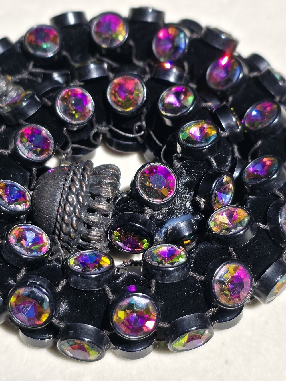 Vintage Necklace Black Velvet Watermelon Rhinestone Choker Statement Whimsygoth